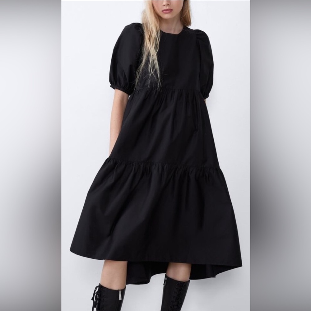 Zara tiered poplin dress